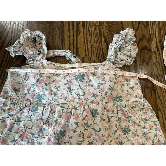 &Merci Large Blouse Top Floral Ruffle Babydoll Tank Tie Bow Back 100% Cotton - Picture 7 of 8